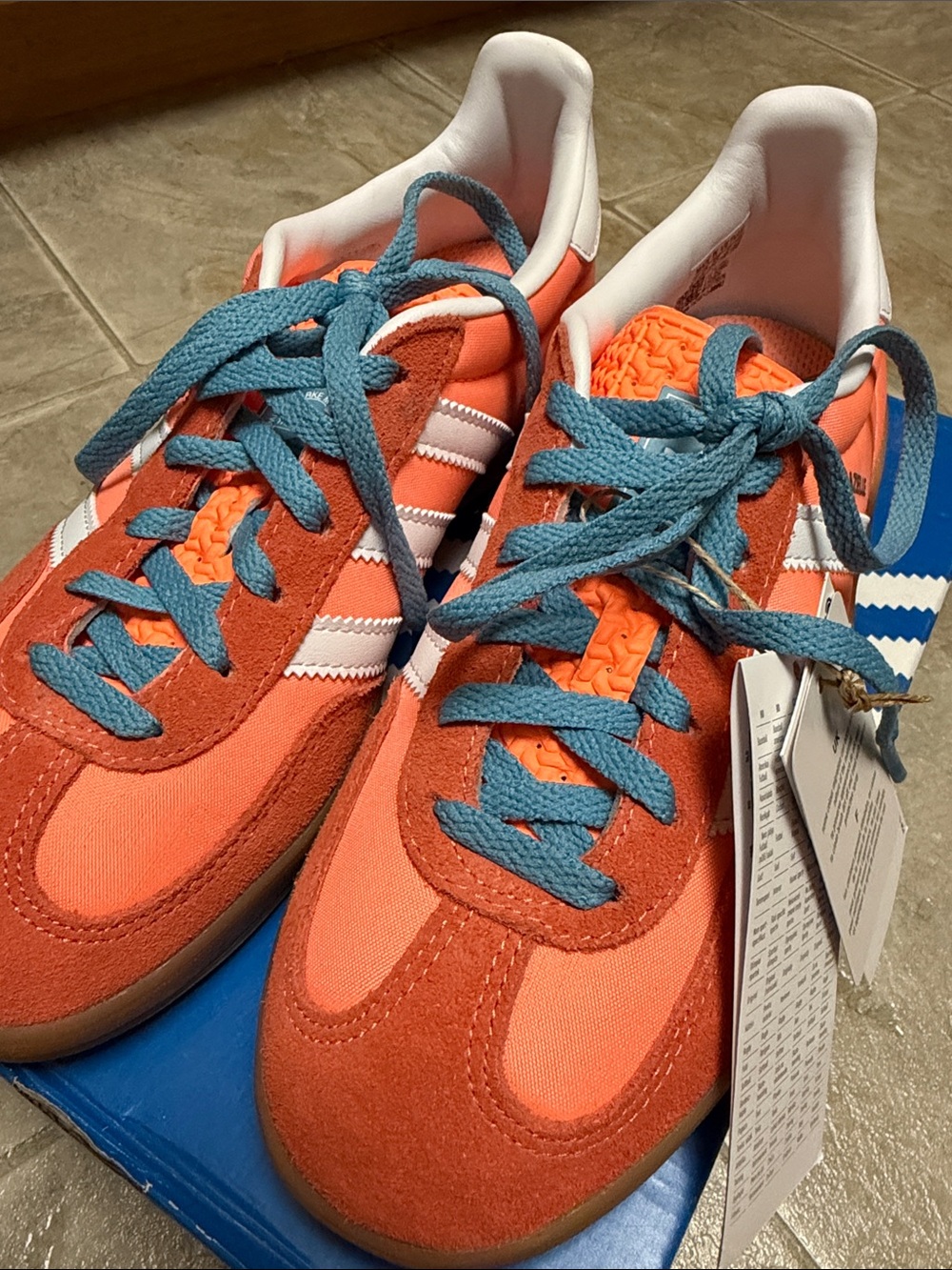 Adidas Women’s Gazelle Orange & Blue Retro Sneakers Size 6